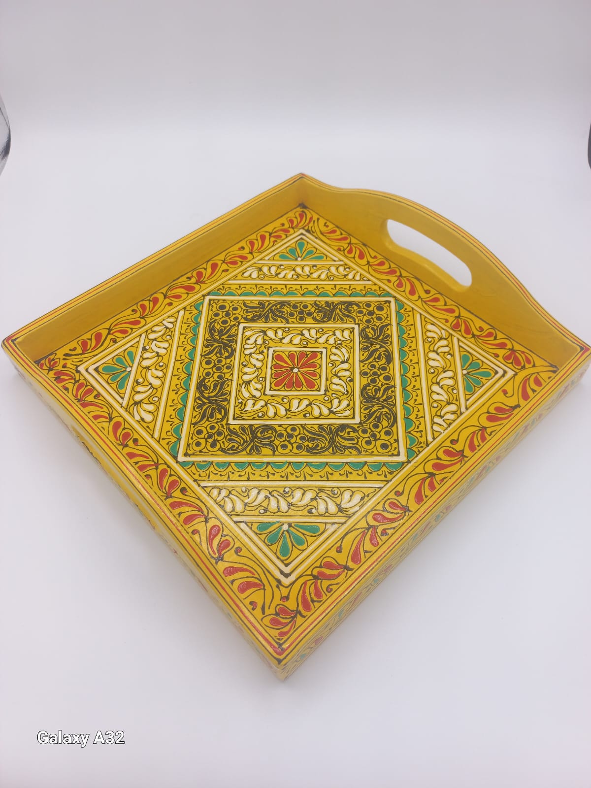 HAND PAINTED WOODEN SERVING TRAY