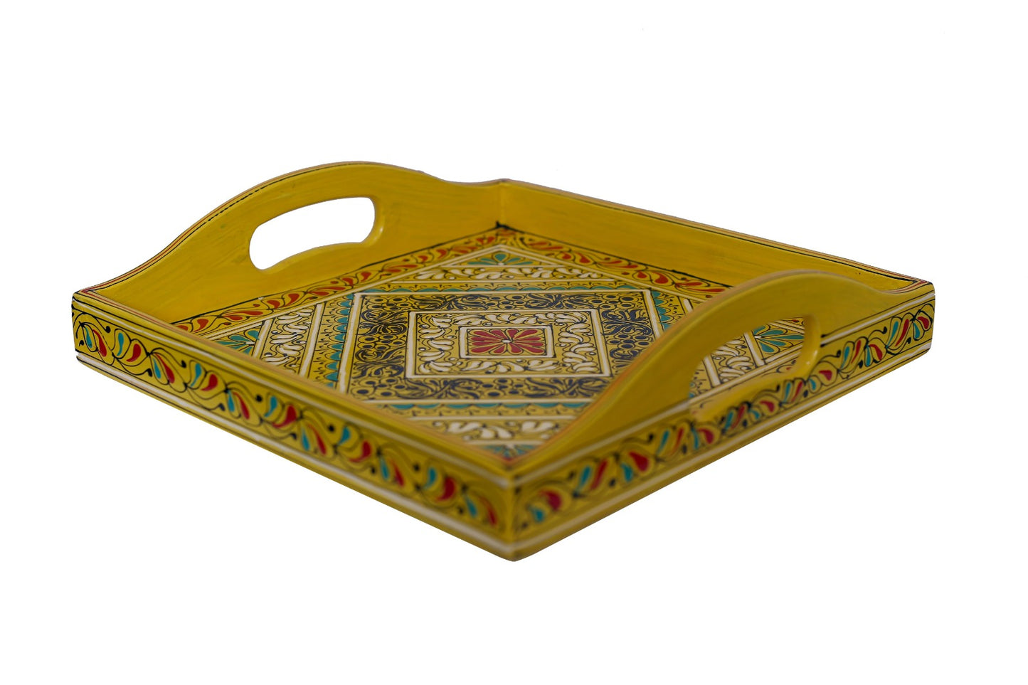 HAND PAINTED WOODEN SERVING TRAY