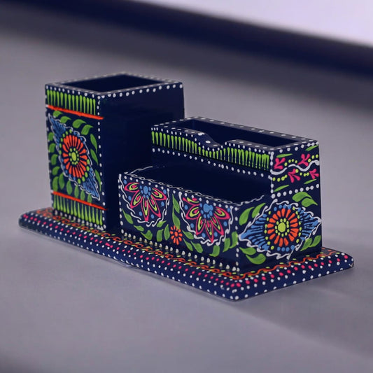 HAND PAINTED CARD AND PEN HOLDER